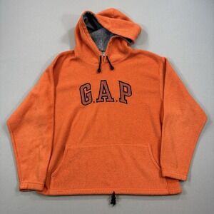 Vintage Gap Hoodie Men's Small Orange Spell Out‎ Pullover Fleece Made In Canada